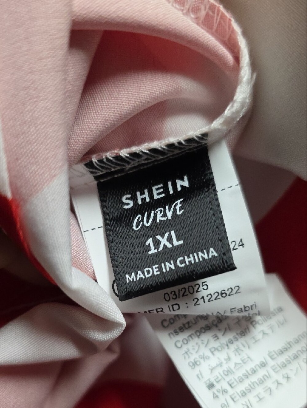 SHEIN Red & White One-Shoulder Abstract Print Cami - Picture 4 of 4